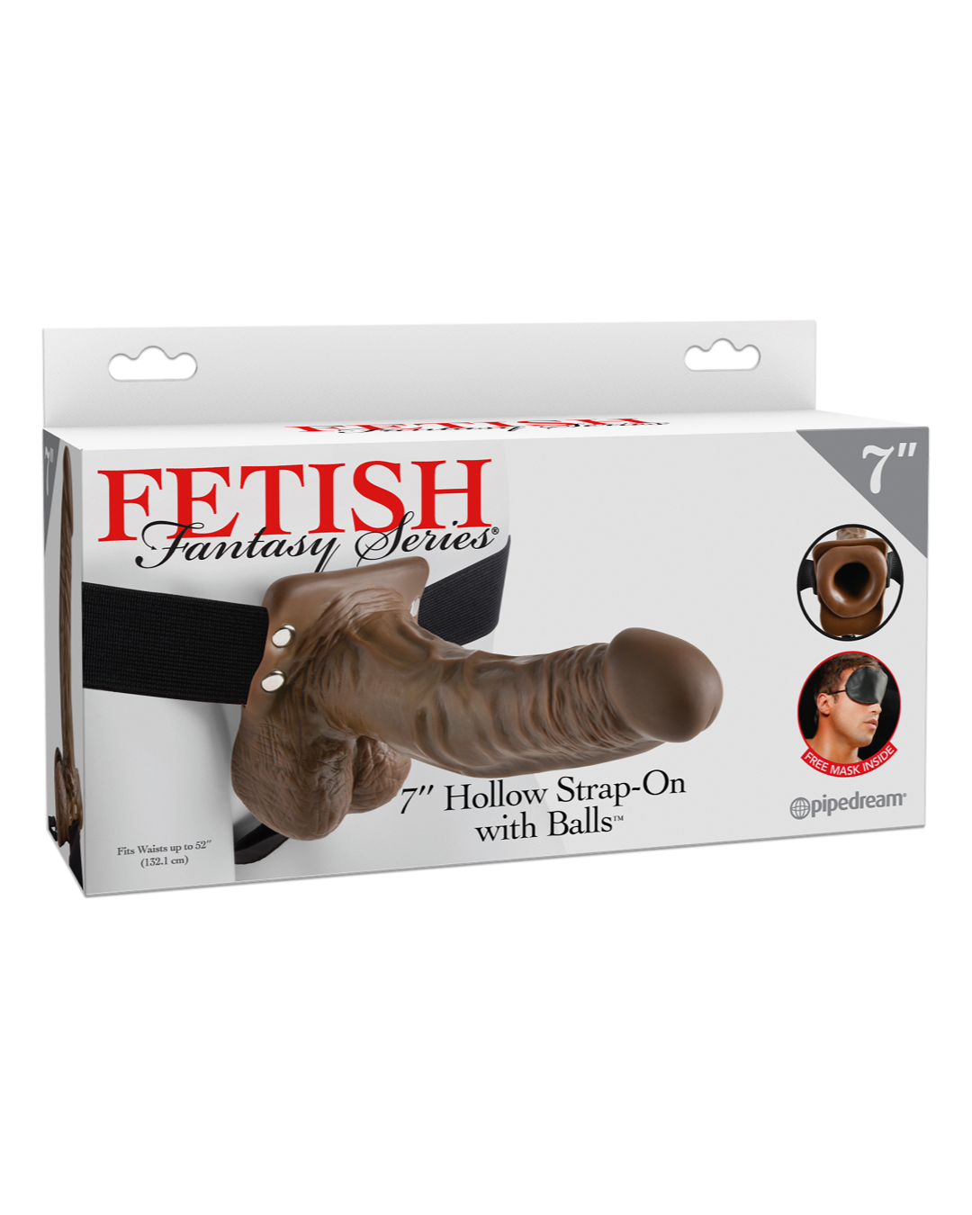 Fetish Fantasy Juego de consolador hueco con correa y bolas de 7 pulgadas - Chocolate