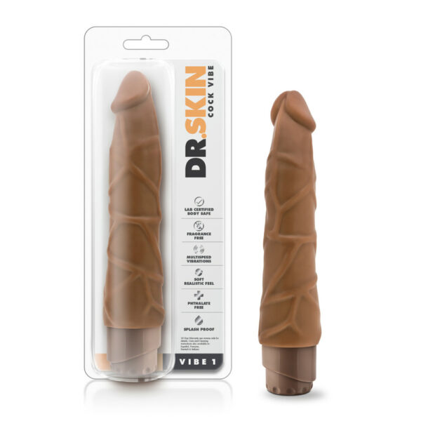 Dr. Skin Cock Vibe 1 - 9" Vibrating Cock Mocha