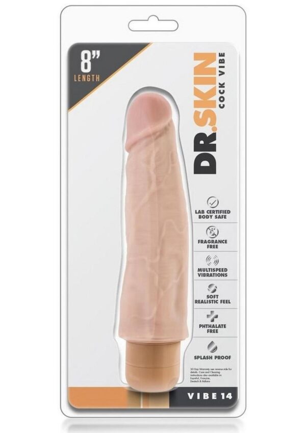 Dr. Skin Cock Vibe 14 Consolador Vibrador 8″ Vainilla