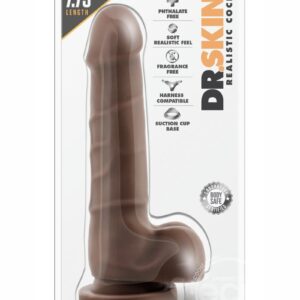 Dr. Skin Silver Collection Basic 7 Dildo with Balls 7.75" - Chocolate