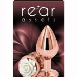 Rear Assets Rose Aluminum Anal Plug - Medium - White/Rose Gold