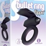 The 9's - S-Bullet Ring Flipper Silicone Vibrating Cock Ring - Black