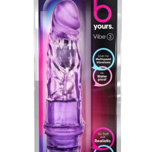 B Yours Vibe 3 Vibrating Dildo 7.25" - Purple