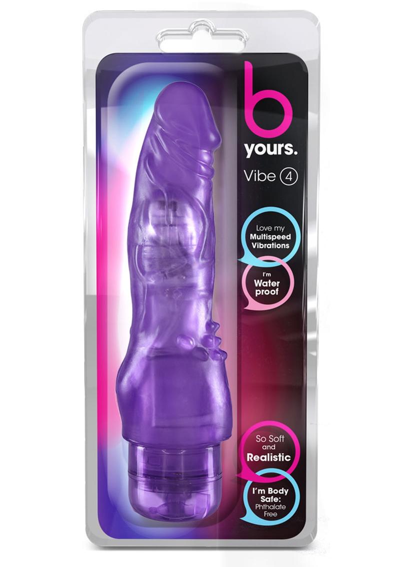 B Yours Vibe 4 Vibrating Dildo 8" - Purple