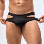 Calzoncillo sexy negro y con diseño hueco para hombres Talla M
