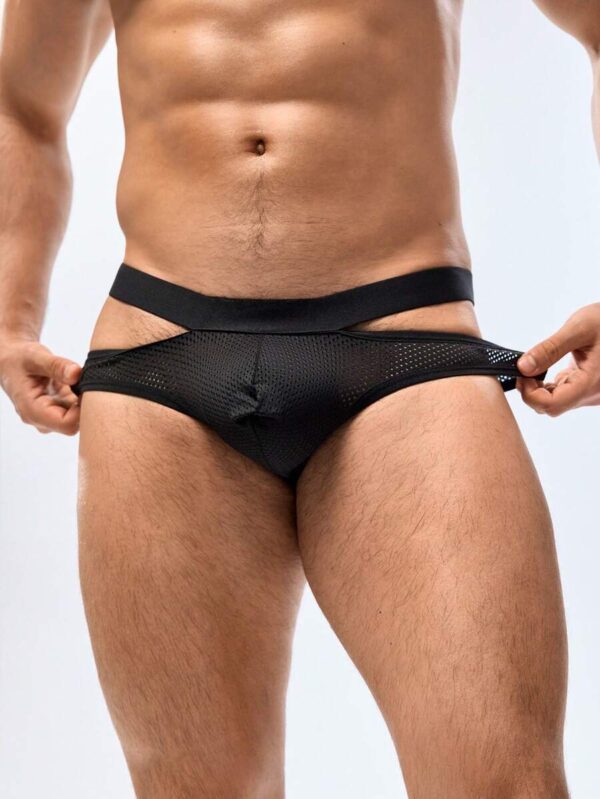 Calzoncillo sexy negro y con diseño hueco para hombres Talla M