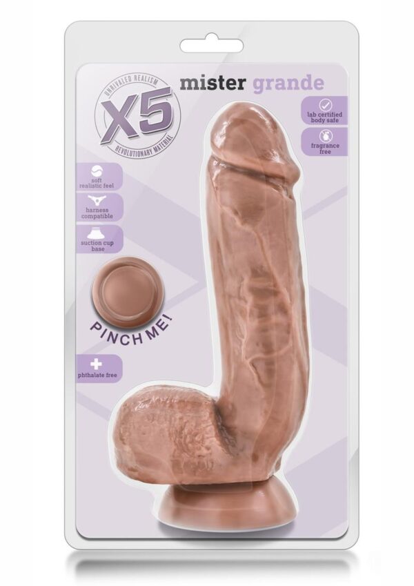 X5 Mister Grande Dildo with Balls 8.5" - Caramel