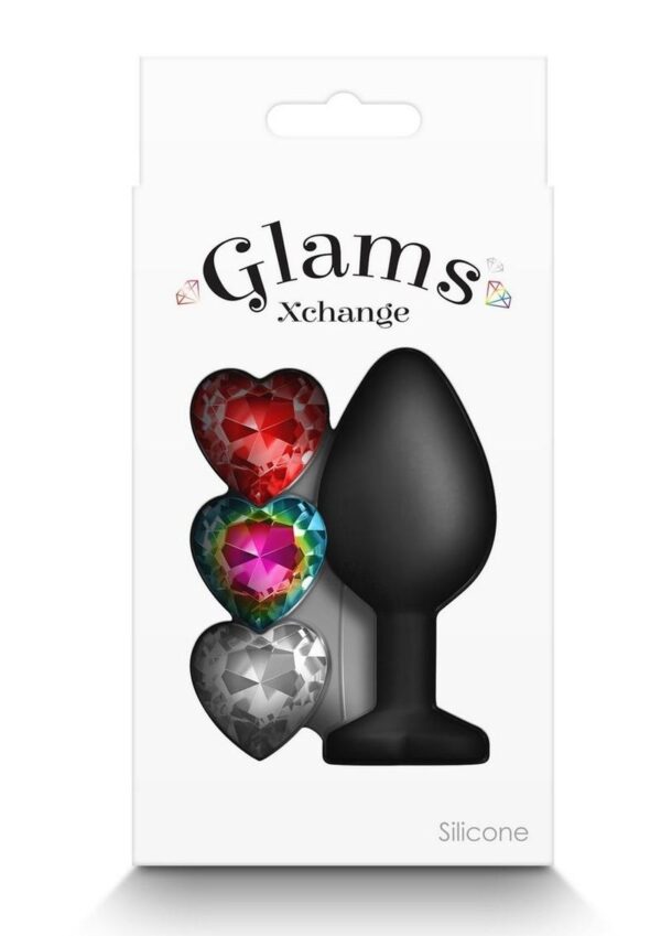 Glams Xchange Heart Silicone Anal Plug - Medium - Black - Imagen 4