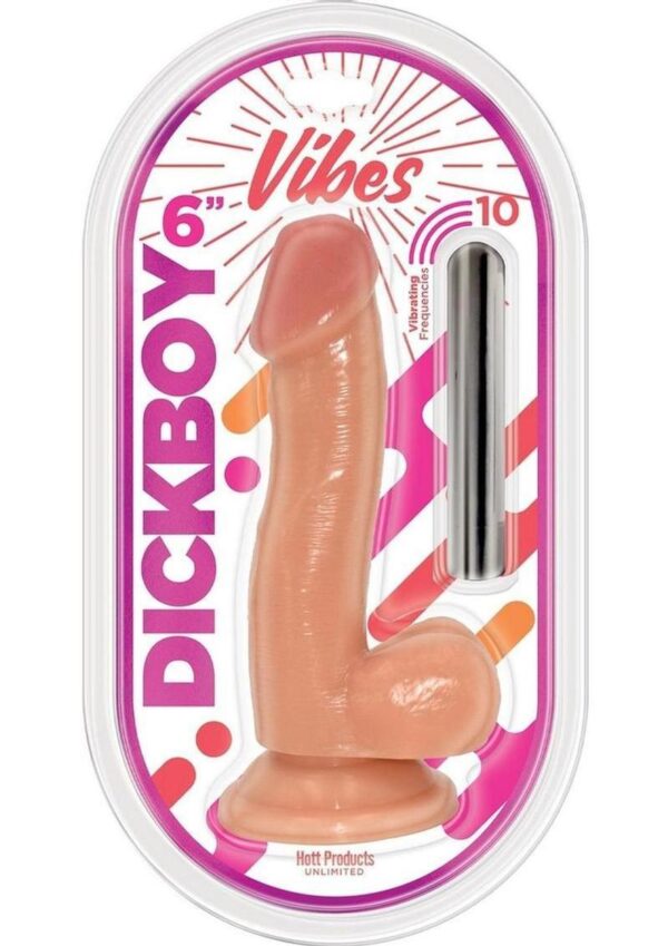 Dickboy Vibes Rechargeable Silicone Multi Speed Dildo 6" - Vanilla
