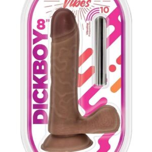 Dickboy Vibes Rechargeable Silicone Multi Speed Dildo 8" - Chocolate