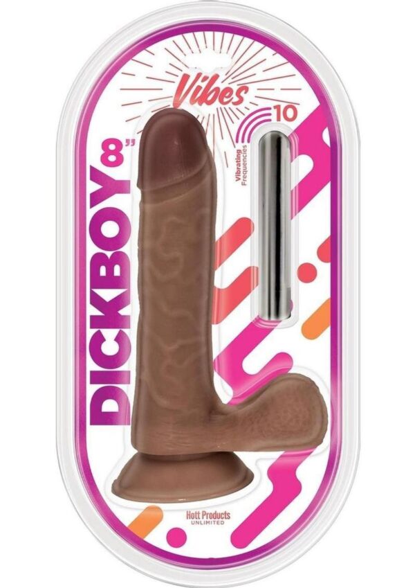 Dickboy Vibes Rechargeable Silicone Multi Speed Dildo 8" - Chocolate
