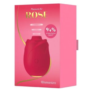 Vibrador clitoridiano de silicona Womanizer Rose con tecnología de pulsos de aire y batería recargable - Rojo/Dorado